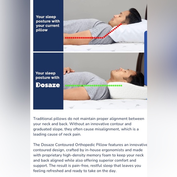NWT Dosaze King standard orthopedic pillow - Picture 5 of 5